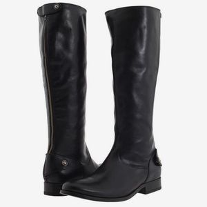 FRYE Black Leather Melissa Back Button Knee Boots